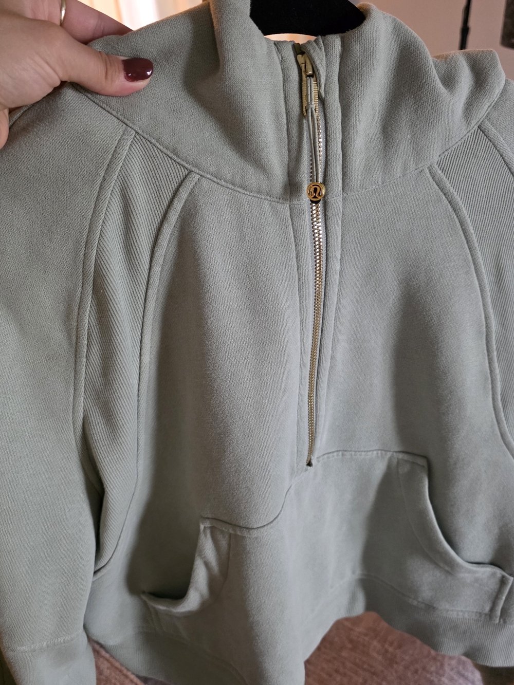 lululemon athletica Womens Sage Green Half-Zip Sweater